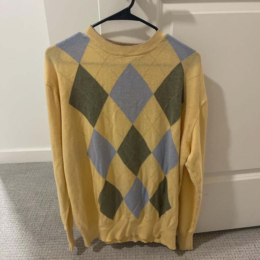 Argyle Pattern Yellow Sweater
